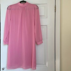 NWT J.CREW Pink Long-Sleeve Mock Neck Shift Mini Dress / Sz: 00